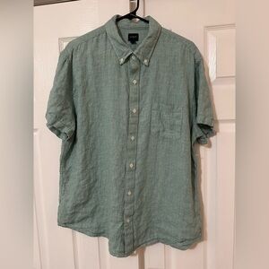 Men’s J. Crew green and white patterned polo